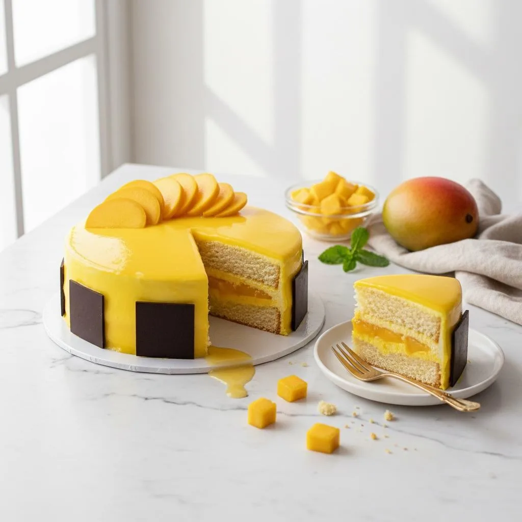 Bake My Day, mango cake menu photo, cakes, jars & desserts food photography by Pleny