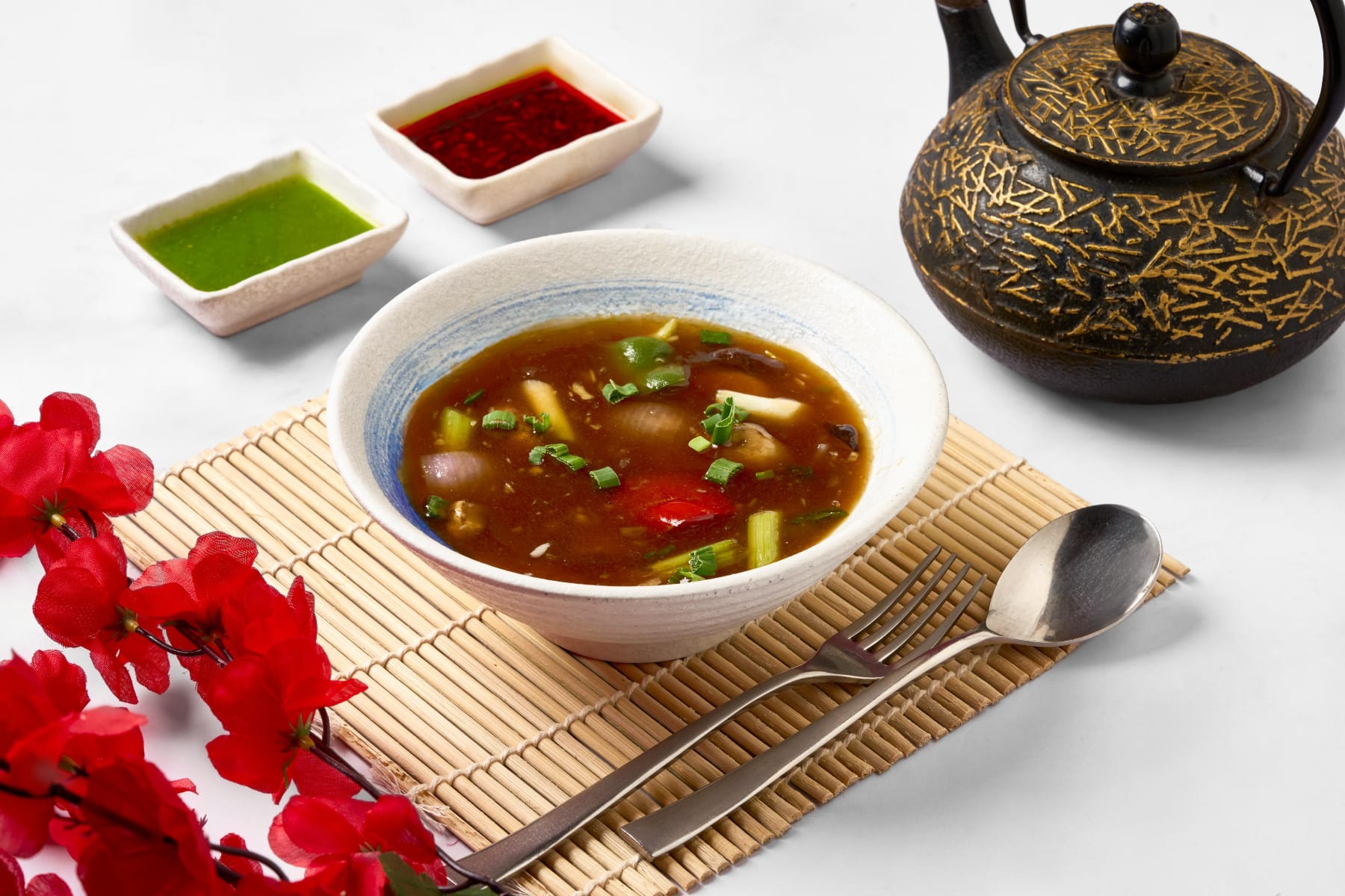 Bold editorial Pan-Asian fine-dining — supporting dish in this style