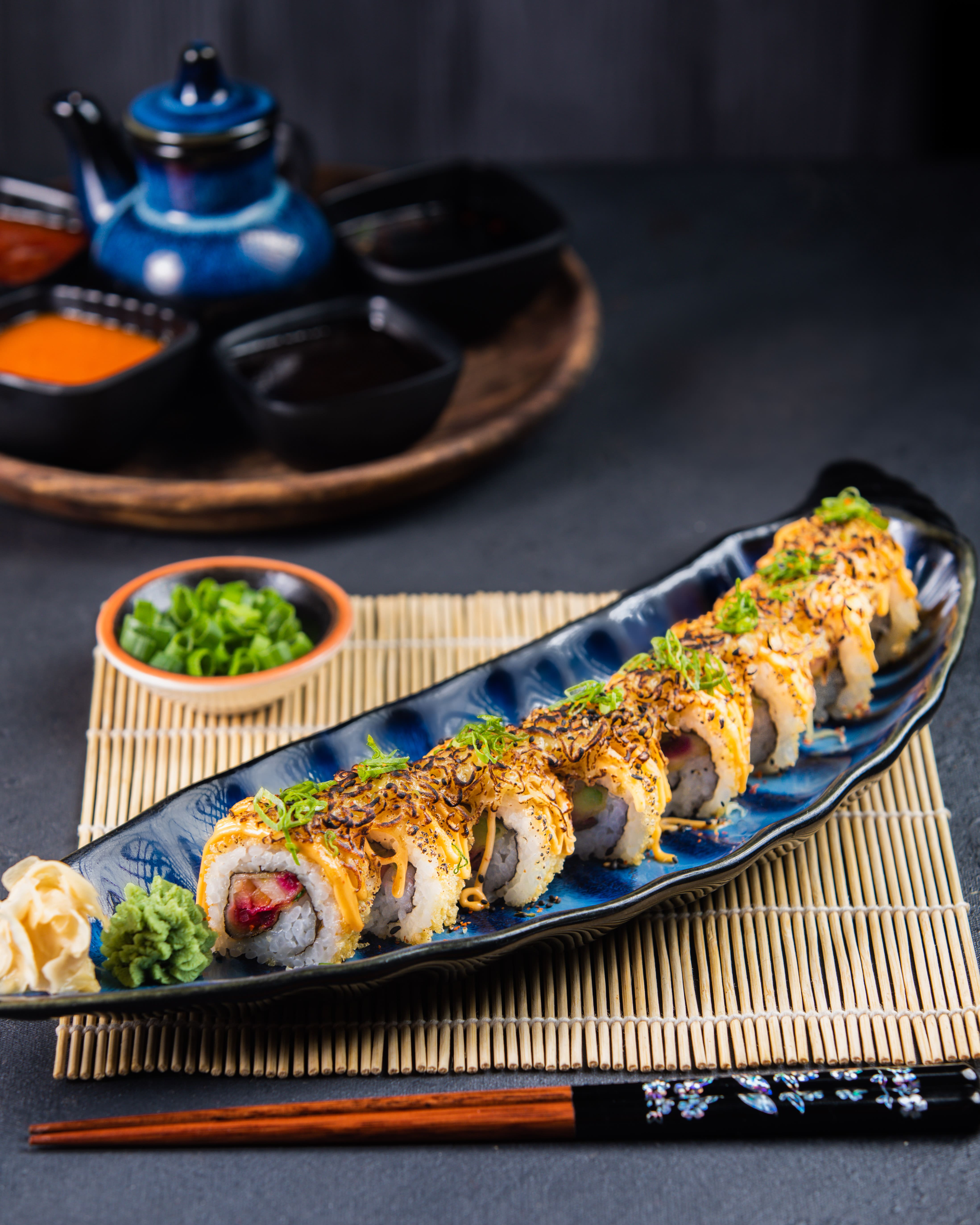 Upscale modern Pan-Asian — dish photographed in this style