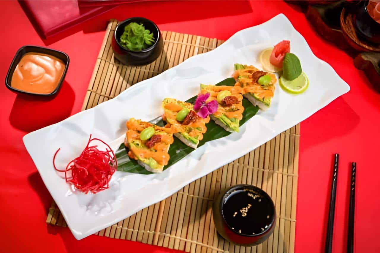 Vibrant upscale pan-Asian restaurant — dish photographed in this style