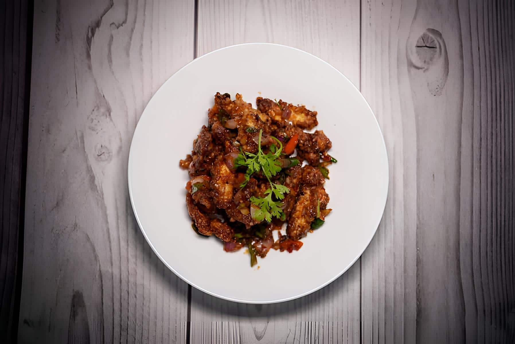 Casual modern pan-Asian café — dish photographed in this style